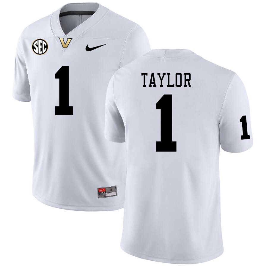 Vanderbilt Commodores #1 CJ Taylor College Football Jerseys Sale Stitched-White